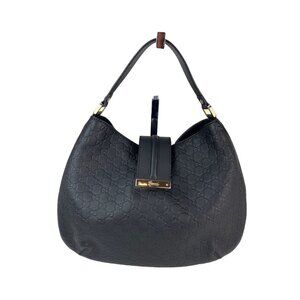 Gucci Guccissima Leather New Ladies Web Large Black Hobo Bag
